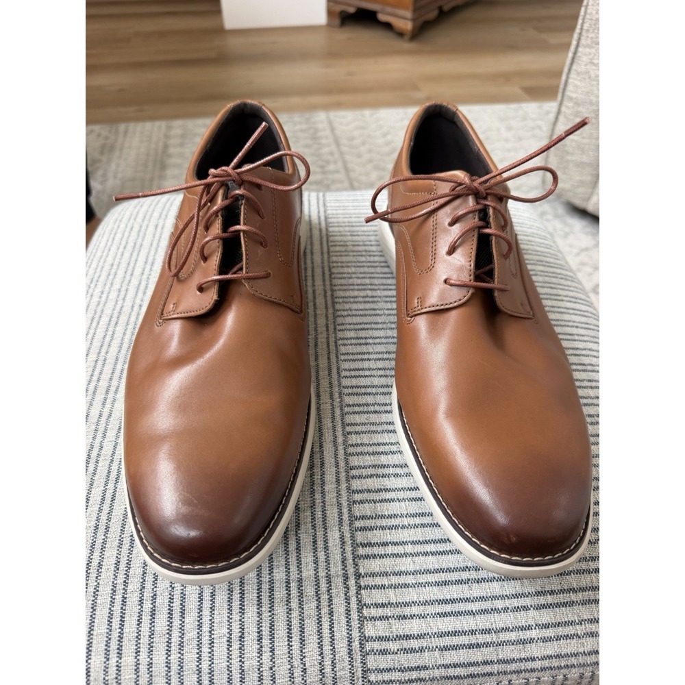 Rockport Garett Plain Toe Oxford Shoes Mens 15M Brown Leather truTECH